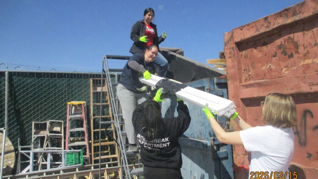The group of Campus Ministry students volunteered with Habitat for Humanity during their spring break service trip.
