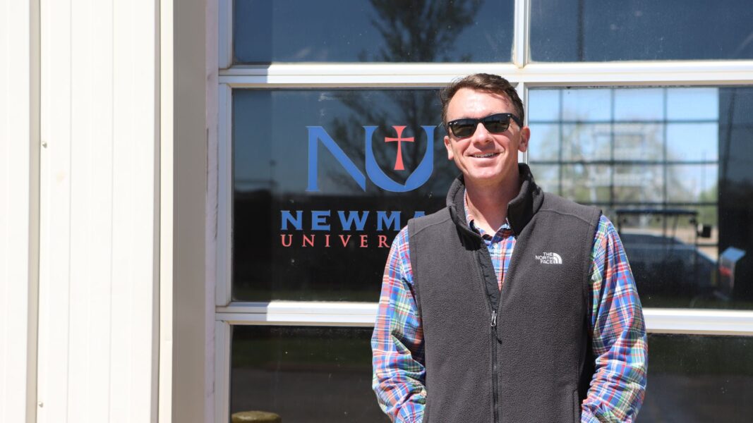 Ryder outside of the maintenance shed at Newman University.