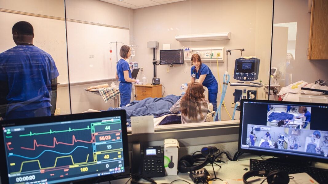 Students across multiple healthcare disciplines took part in a clinical simulation at Newman University.