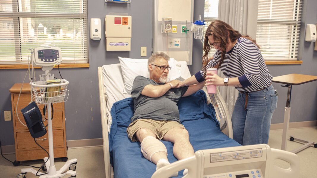 Mannette played the role of a 68-year-old patient during the simulation.