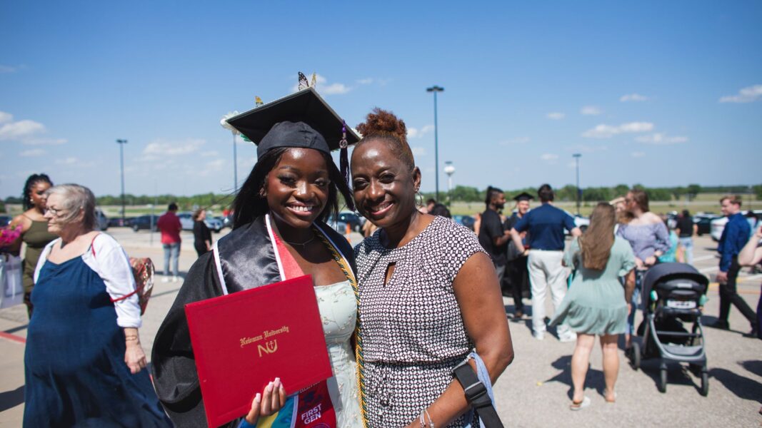 Smith and her mother after Newman's commencement