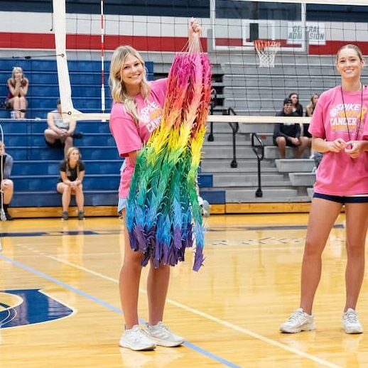 ASA presented Lane with a Senbazuru, a collection of origami cranes, as a symbol of strength, hope and recovery during the Spike Out Cancer Volleyball Tournament.
