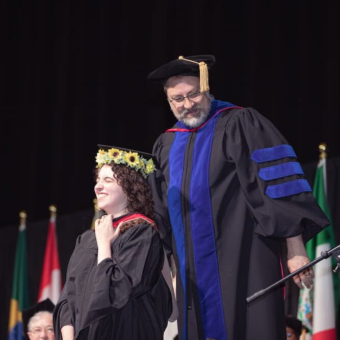 Shaner was hooded by Dean of the School of Business & Technology David Cochran.