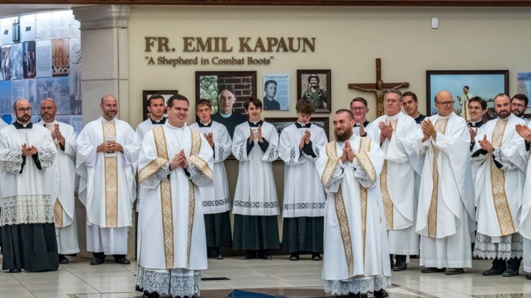 Deacons Jirak and Sissell gather after their ordination at the Cathedral of the Immaculate Conception. (Courtesy photo: Catholic Advance)