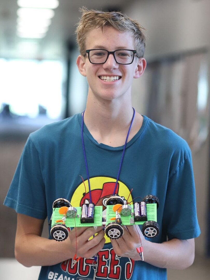 Taylor with his altered motorized vehicle.