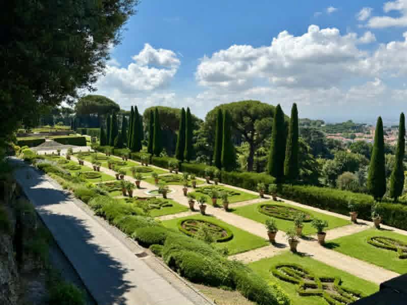 A view of the gardens in Castel Gandolfo