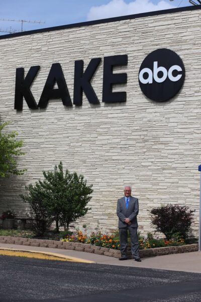 Straub stands outside of the KAKE News station in west Wichita.